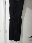Iris & Ink Black Cotton Tuxedo Wrap Dress UK 12