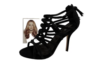 Menbur Annatar черный вырез шнурует вверх замшевые кожаные ботильоны каблуки 8,5 - Изображение 1 из 4