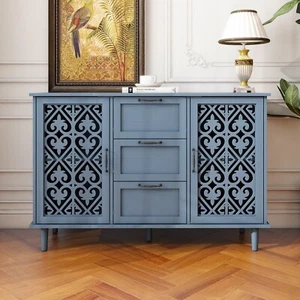 Modern Traditional 2 Door 3 Drawer Cabinet Bedroom Living Room Dining (Green) - Picture 1 of 16