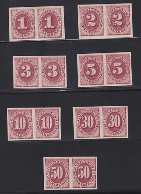US J22P5-J28P5 Postage Due Plate Proof Pairs on Stamp Paper VF-XF OG H SCV $3125 - Image 1 of 2