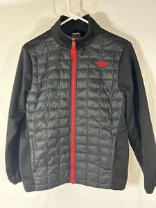 The North Face Boys Large (14-16) Jacket Quilted Lightweight Black With Red Logo - Picture 1 of 4