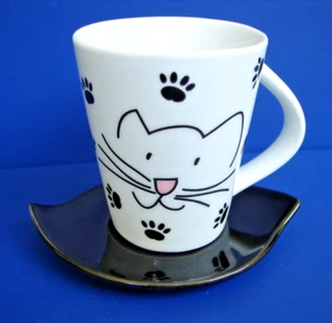 The Chelsea Combo Collection Tea Cup/Saucer Germany Kitty Cat & Paw Print 300427 - Picture 1 of 7