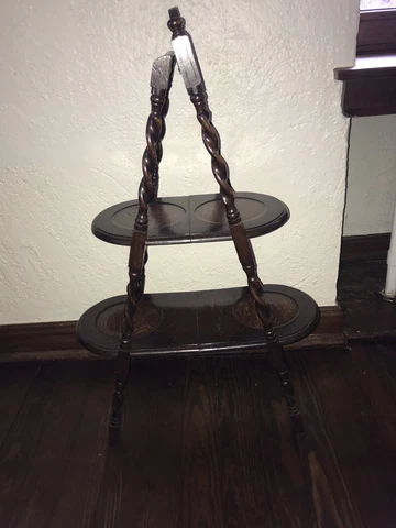 ANTIQUE ENGLISH BARLEY TWIST CARVED COLLAPSIBLE MUFFINEER CAKE STAND TEA $850 Cover