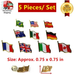 5 Pieces of 10+ Country National Flag Lapel Pin Badge Brooches Metal Emblems - Picture 1 of 18