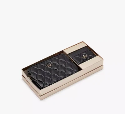 Kate Spade мерцающий выстеганный металлический в коробке через плечо комплект рукавицы розовый новый в коробке - Изображение 1 из 4