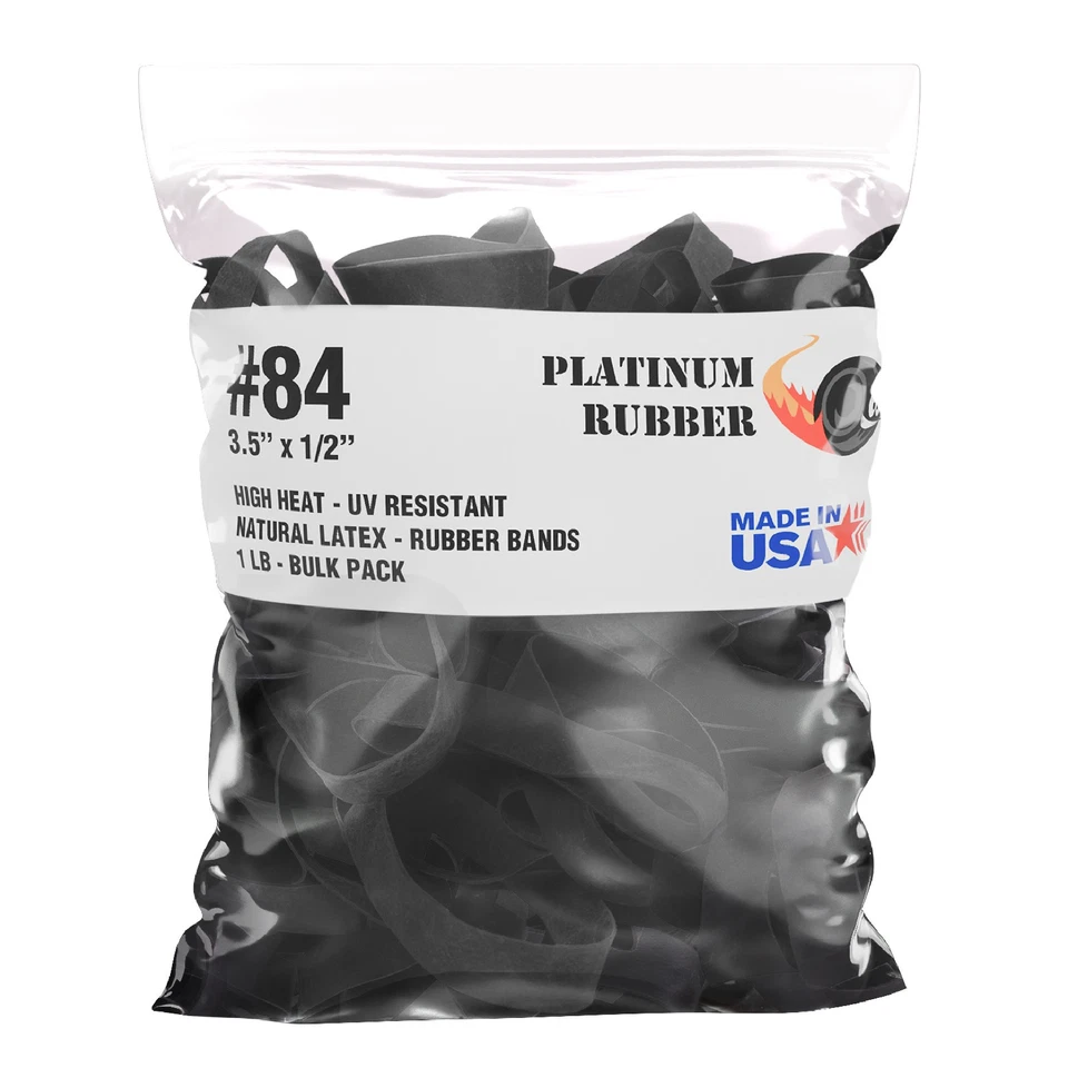 Black #84 Platinum Rubber Bands Extra Wide 1/2 Inch, Large UV Rated 1LB USA Made
