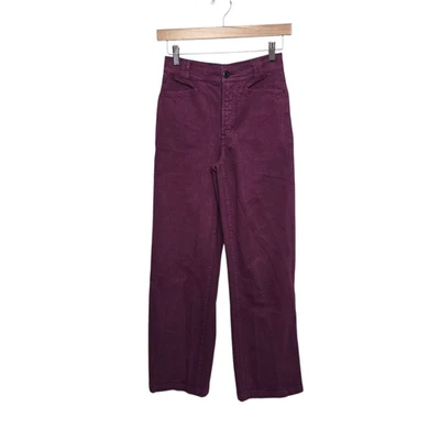 Pantalones Madewell Mujer 23 Púrpura Emmett Pierna Ancha Tiro Alto Elástico Algodón Informal Foto 1 de 4