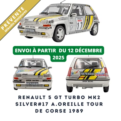 SOLIDO RENAULT 5 GT TURBO MK2 SILVER #17 A.OREILLE TDC 1989 1:18 PREVENTE NEUF - Immagine 1 di 4