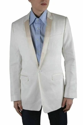 Blazer Dolce & Gabbana "Dorado" Para Hombre Blanco Seda Un Botón Talla US 38 IT 48 Foto 1 de 3