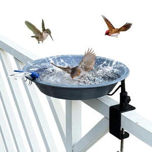 Vogeltränke zur Deckmontage - Metallklemme mit verstellbarer Schale, grau Outdoor Garten - Bild 1 von 6