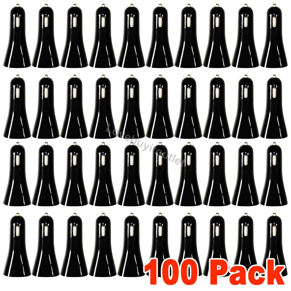 Paquete de 100 cargadores rápidos USB dobles negros 2A 2000mA para teléfono iPhone Android Foto 1 de 2