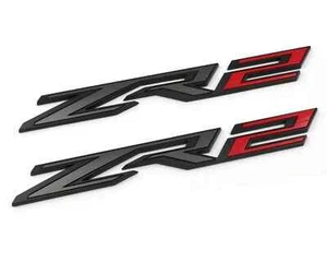 2pcs 2022-2024 Silverado 1500 Fender ZR2 Emblems Badge in Matte Black Red - Picture 1 of 3