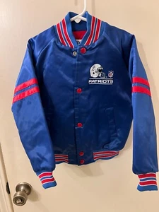 Vintage Chalk Line New England Patriots Lined Satin Jacket USA Boy Size 6/7 VGC - Picture 1 of 12