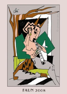 JACQUELINE DITT - Faun Miniatur ltd.Druck Grafik ger.signiert  ACEO - Bild 1 von 3