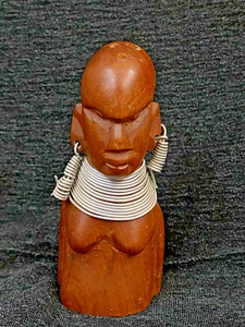 Tribal African Vintage Figurine  Ebony Wooden Hand Carved statue Woman 4" ART - Picture 1 of 7