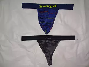 2 MENS PAPI - RICO UNDERWEAR THONGs, COLOR: BLUE PATTERN AND GRAY CAMO SZ: XL - Picture 1 of 4
