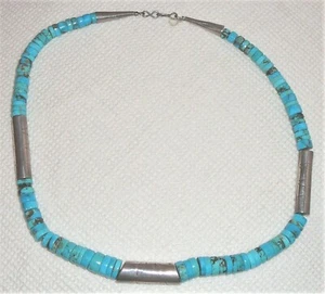 Native American Turquoise necklace of 94 graduated turquoise rondelles - Picture 1 of 2