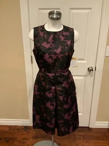BURBERRY London Purple & Black Silk Fit & Flare Dress, Size 6 (US), 8 (UK) - Picture 1 of 7