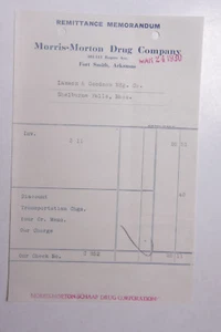 1930 Lamson Goodnow Morris Morton Drug Fort Smith AR Ephemera L930C - Imagen 1 de 4