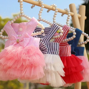 Tutu Pet Cat Striped Skirt for Pomeranian Dog Puppy Rabbit Fancy Princess Dress - Picture 1 of 16