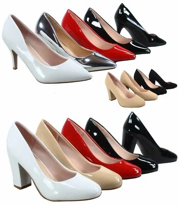 Vestido clásico de tacón alto punta redonda puntiaguda de moda para mujer talla 5-10 NUEVO Foto 1 de 4