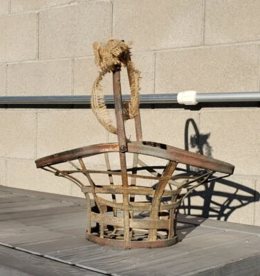 Antique Cast Iron Basket w/ Handle Rustic Primitive Farmhouse - Image 1 of 4