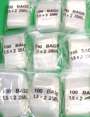 2000 Clear 2 Mil Bags 1.5x2 Poly Bag Mini 2Mil Reclosable Baggies 1-1/2" x 2" - Image 1 of 4