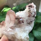 190G Clear Natural Red Strawberry Pyramid Quartz Crystal Cluster Point Specime