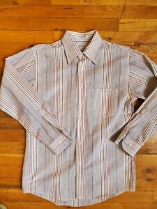 Vintage Arrow Mens Multicolor Striped Oxford Shirt Size 15.5 32/33 Preppy 80's