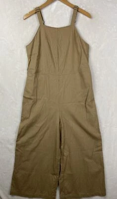  Комбинезон Mossimo общий нагрудник женский маленький хаки укороченные широкие ноги льняная смесь - Изображение 1 из 4
