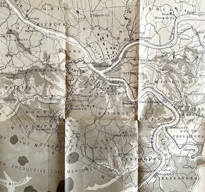 Mapa afloramientos de carbón 1876 geológico condado de Allegheny Pennsylvania victoriano DWZ1 Foto 1 de 3