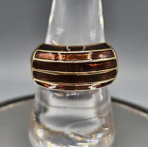 NWOT Camille Lucie Dome Ring Copper Tone Enamel Stripe Retro Sz 5