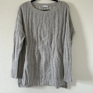 VINCE Women Wool Cashmere Knit Sweater Sz Medium 3-D Waterfall Stripe Gray - Picture 1 of 8