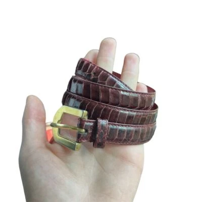 R & R Red Snake Skin Dress Belt Gold-Tone Buckle Unisex Size M - Image 1 of 4