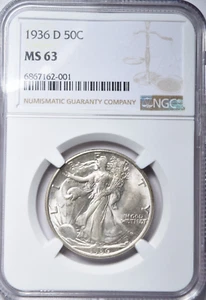 1936-D WALKING LIBERTY HALF DOLLAR - SHARP NGC MS63! - Picture 1 of 4