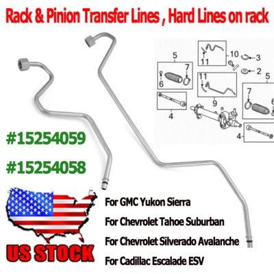Rack & Pinion Transfer Lines For Silverado Avalanche Sierra Escalade 2008-2014 - Image 1 of 4
