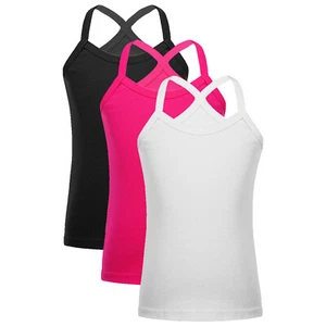 Kids Girls 3Pcs/Set Daily Wear Vest Spaghetti Straps Y-Back Camisole Casual - Picture 1 of 102