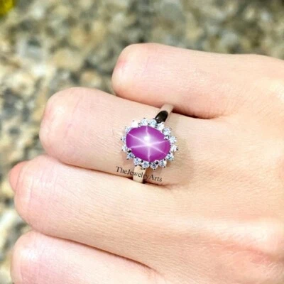 Pink Star Ruby Ring, Star Gemstone, Lindy Star Ring, 925 Sterling Silver - Image 1 of 4