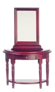 Dolls House Mahogany Table and Mirror Wooden Miniature Hall Furniture 1:12 Scale - Picture 1 of 9