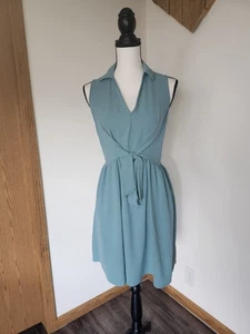 143 Story by Line Up Teal Mini Tie Sleeveless Dress - Picture 1 of 4