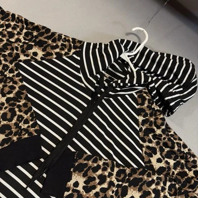 Lildy Hoodie Ladies Size L-XL Super Soft Hoodie Stripes & Animal Print Pocket - Image 1 of 4