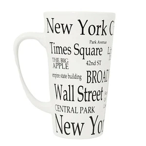 New York Mug 14 oz White Black Tall Ceramic Souvenir Coffee NYC Big Apple Gift - Picture 1 of 5
