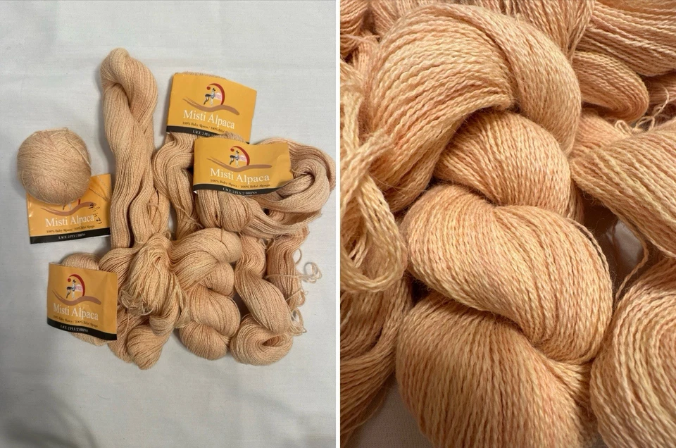 lot of 4 Misti 100% Baby Alpaca Yarn Lace Weight  400m/437yds/skein, apricot - Image 1 of 4