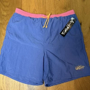 NWT Vintage 80s/90s Catchit Men’s Swim Trunks Blue Pink Sz XL - Picture 1 of 5