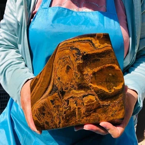 8.66LB Large Natural Tiger's Eye Stone Quartz Crystal Mineral Specimen Healing - Picture 1 of 15