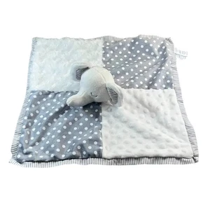 Crown & Ivy Baby Gray / White Elephant Lovey Security Blanket Fluffy & Polka Dot - Picture 1 of 12