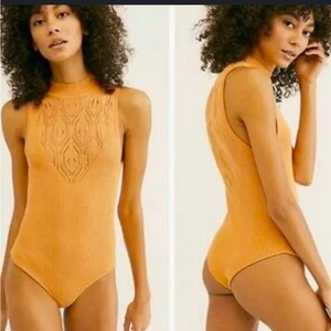 Free People Intimately Orange Sleeveless Bodysuit On Pointe XS NWT - Picture 1 of 10