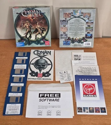 Conan Cimmerian IBM PC Big Box Game 3.5" Floppy Complete CIB Map 1991 Virgin - Image 1 of 4