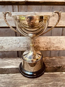 Silver Trophy Cup Vintage Antique Engraved History Award Trophies TV Movie Prop - Picture 1 of 24