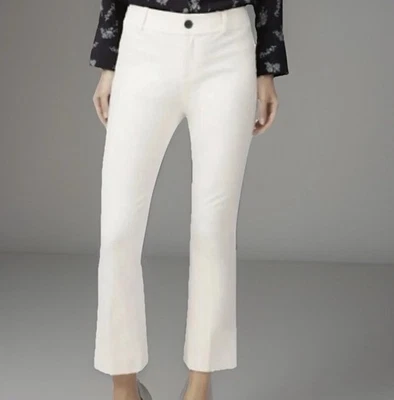 Pantalones CLUB MONACO para mujer talla 12 blancos Magnus recortados patada acampanada sarga $149 usados en excelente estado Foto 1 de 4